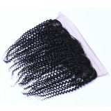 Deep Curly 13x4 Virgin Human Hair Natural Black Transparent Frontal