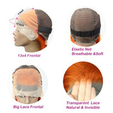 #350 Straight Full 13x4 Frontal transparent Lace Bob Style Wig  Orange Ginger Color Wig