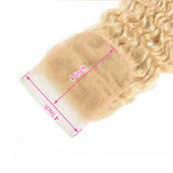 #613 Deep Wave 4x4 Human Hair Blonde Transparent Closure