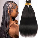Straight Bulk Human Hair  Natural Black #1B Braiding Hair (100 Grams)