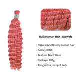 Deep Wave Bulk Human Hair  #Pink Braiding Hair