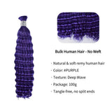 Deep Wave Bulk Human Hair  #Purple Braiding Hair (100 Grams)