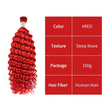 Deep Wave Bulk Human Hair  #Red Braiding Hair