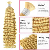 Deep Wave Bulk Human Hair Blonde #613 Braiding Hair (100 Grams)