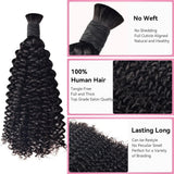 Jerry Curly Bulk Human Hair  Natural Black #1B Braiding Hair (100 Grams)